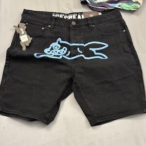 Icecream Black and Blue Jean Shorts with Artistic Flair